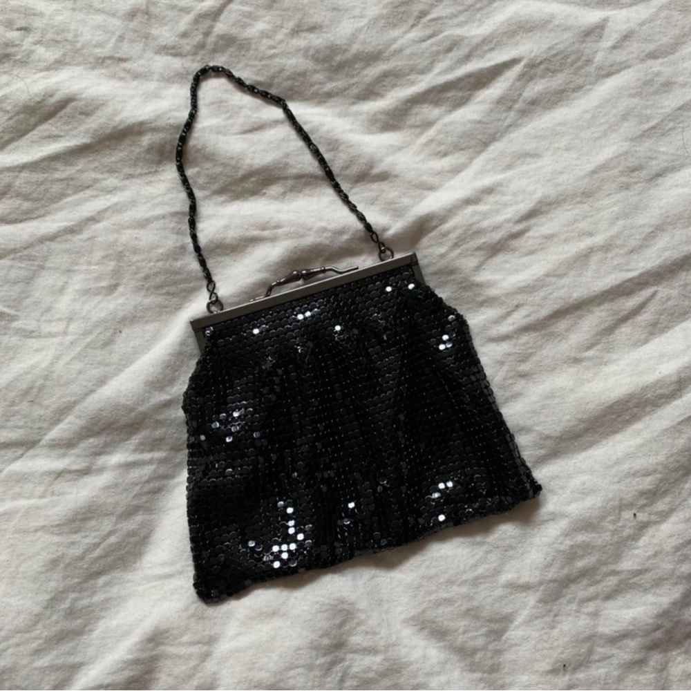 Vintage House of Fraser Black Mesh Clutch